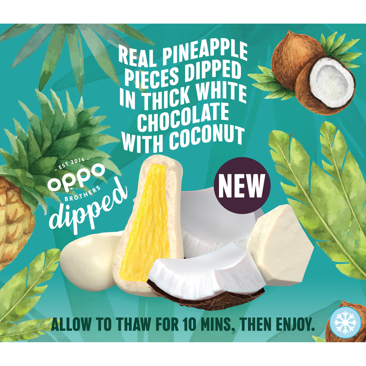 Ananas &amp; Kokosnuss in weißer Schokolade | getaucht | Oppo Brothers