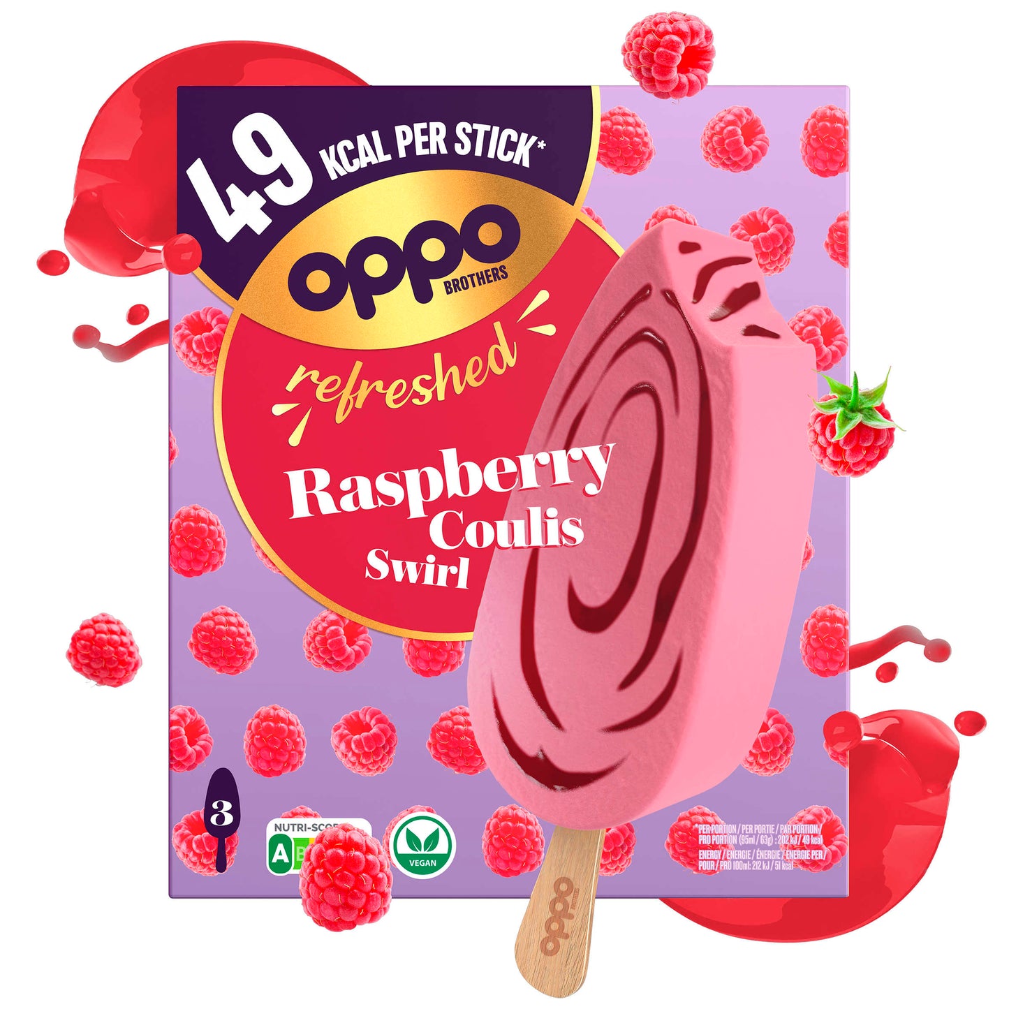 OPPO BROTHERS RAFRAÎCHI - RASPBERRY COULIS SWIRL 3X95ML