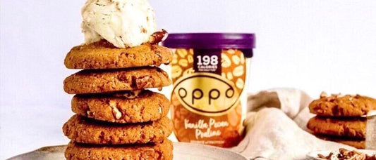 Chunky Pecan Cookie Stack With Vanilla Pecan Praline Ice Cream Scoop On Top