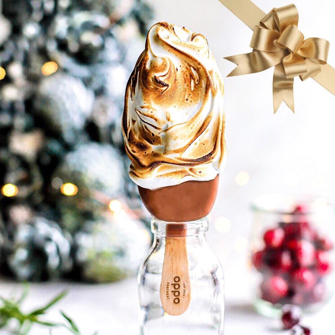 Toasted Meringue On An Oppo Ice Cream Stick With Festive Background
