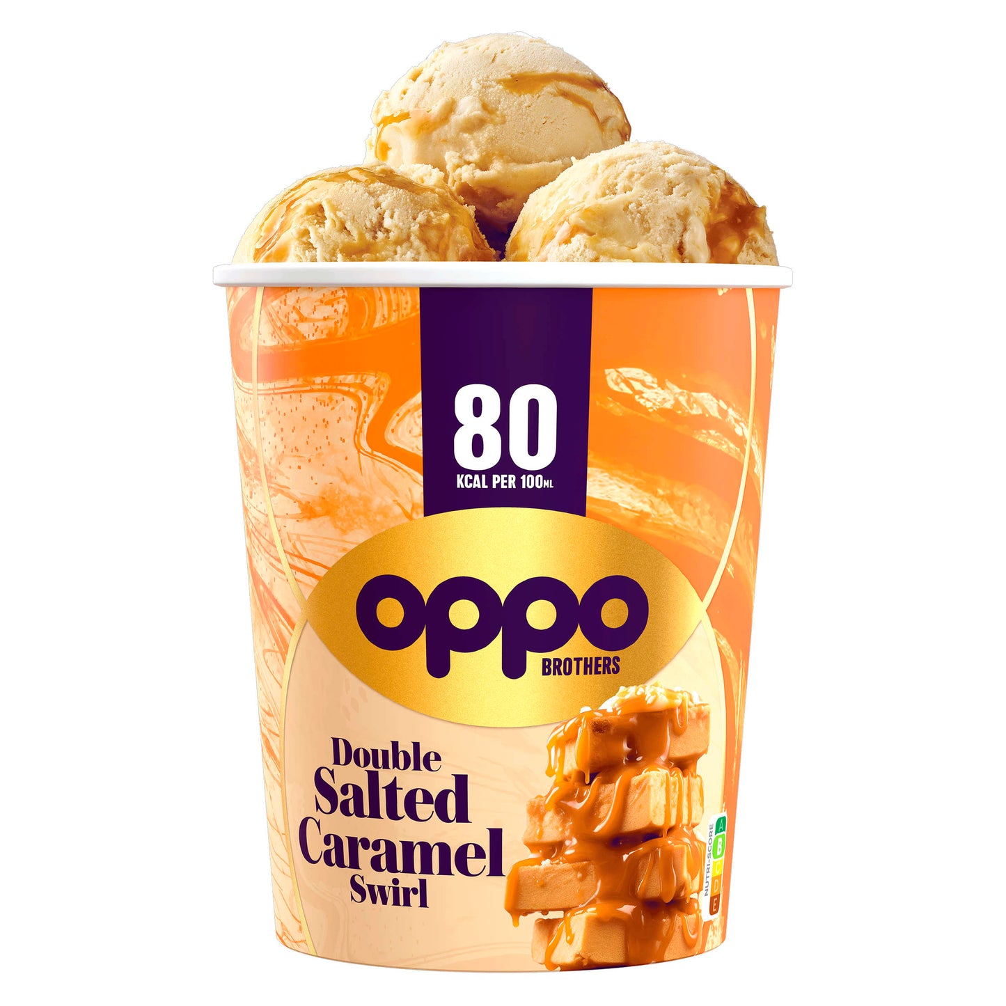 OPPO BROTHERS DOUBLE SALTED CARAMEL SWIRL ICE CREAM TUB 475ML