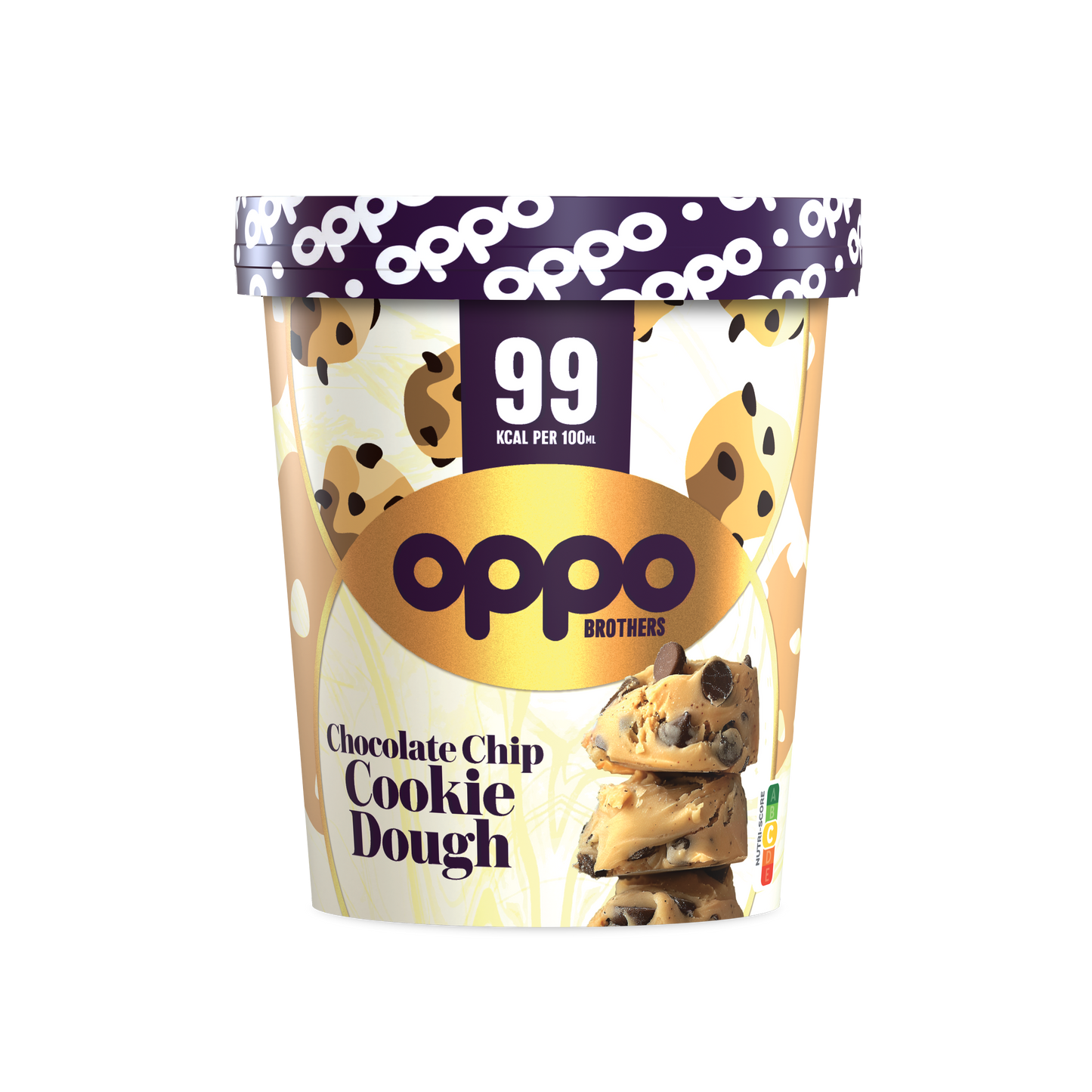 OPPO BROTHERS CHOCOLATE CHIP COOKIE DOUGH ICE CREAM TUB 475ML