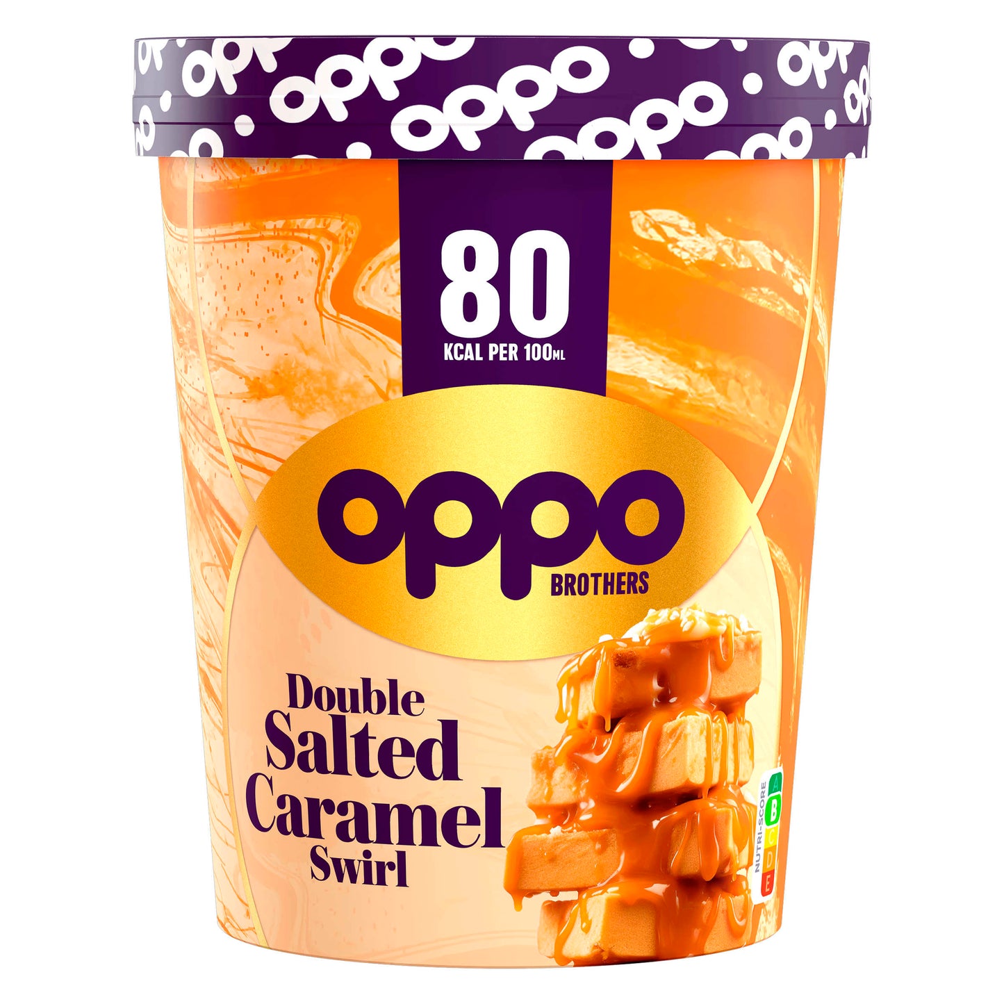 OPPO BROTHERS DOUBLE SALTED CARAMEL SWIRL ICE CREAM TUB 475ML